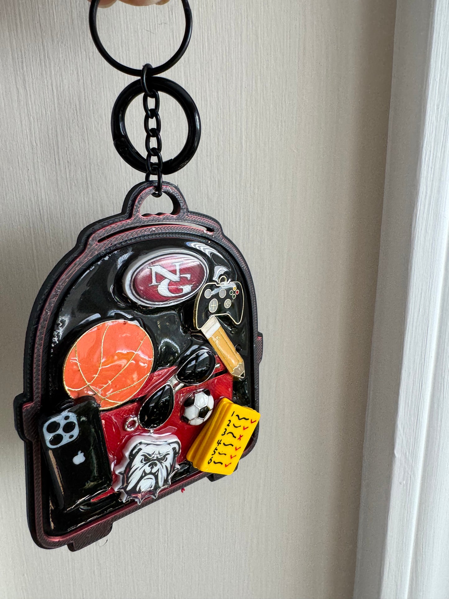 Custom School Backpack Tag | Boys Sports & Gamer Bag Charm | Personalized School Spirit Accessory
