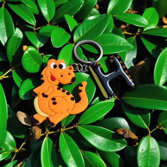 Personalized Dino Backpack Tag | Hand-Painted Resin Letter Keychain for Kids | Custom Name Bag Charm