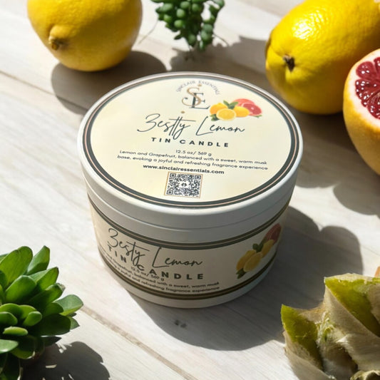 Zesty Lemon 16 oz Hand Poured Tin Candle