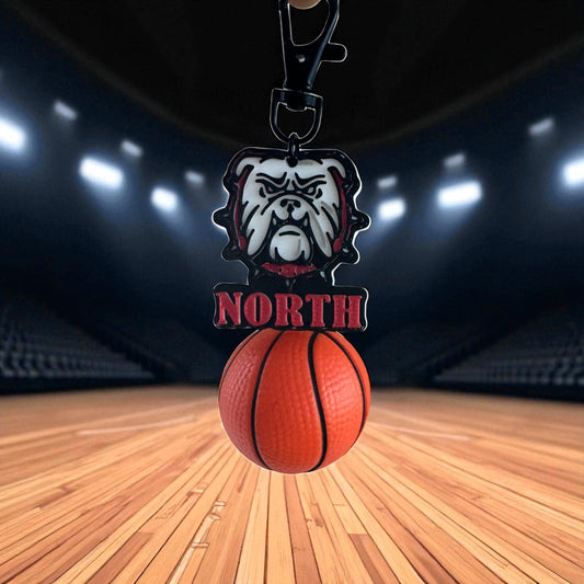 North Gwinnett Bulldog Sports Keychain / School Spirit Bag Tag | Red & Black Bulldog Charm | Custom Sports Gift