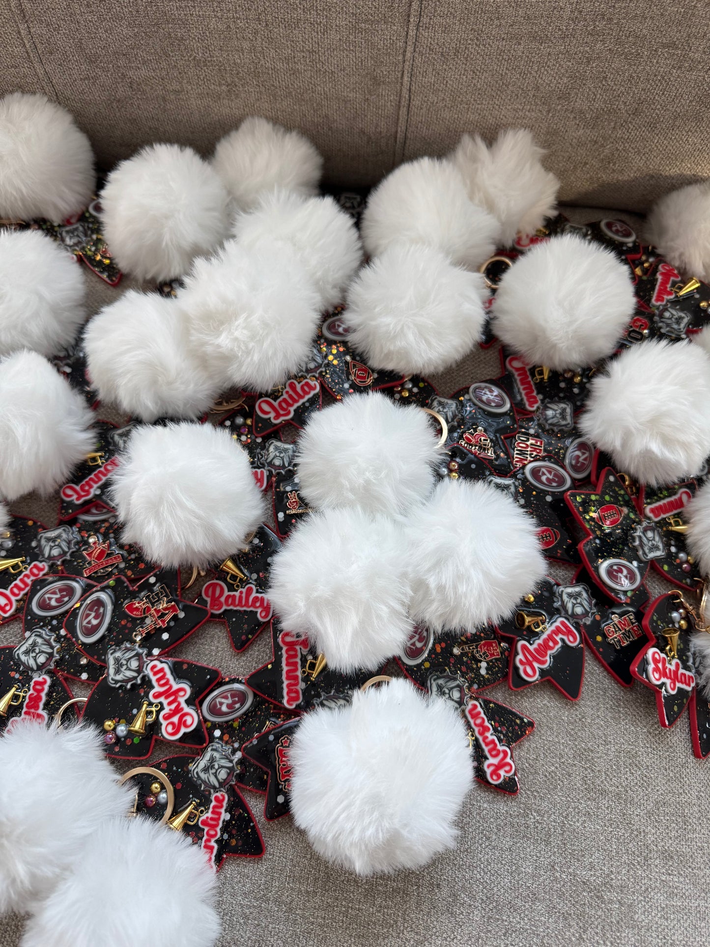 Custom Cheer Bow Keychain – Personalized Name, Team Colors & Mascot | Cheerleader Gift, Spirit Accessory