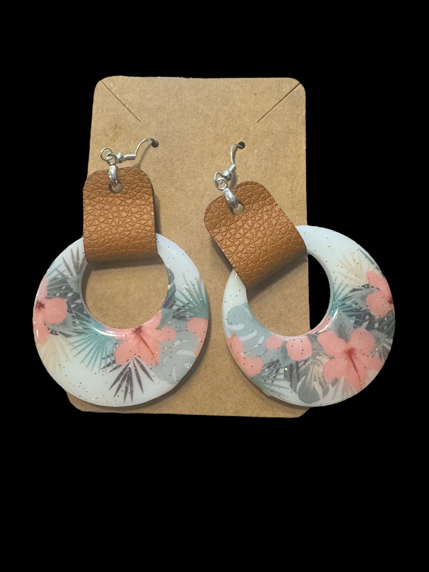 Island Bloom Acrylic & Leather Earrings