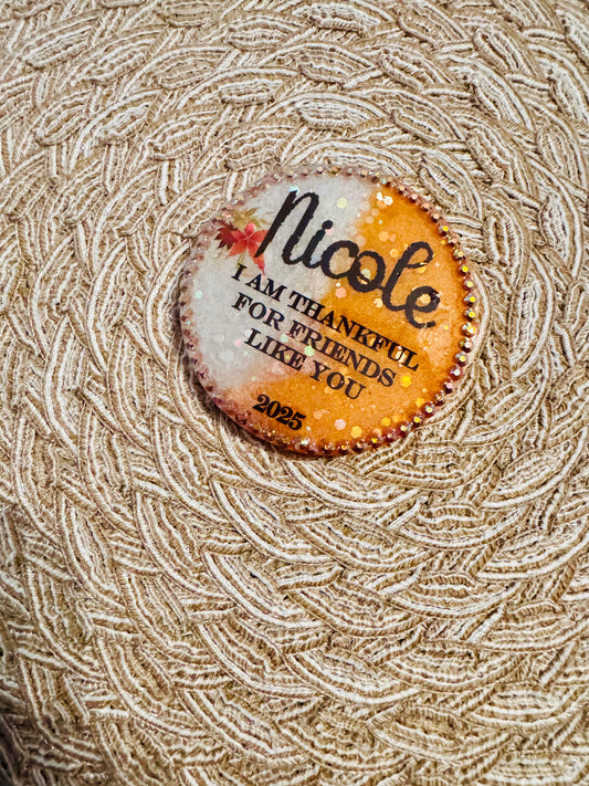 Personalized Thanksgiving Keepsake | Custom Name Tag “I’m Thankful for Friends Like You” | Fall Table Place Card Gift