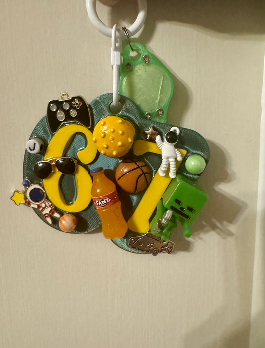6•7 Boys Clutter Keycharm | Gamer, Sports & Space Theme | Trendy Junk Keychain | Cool Gift for Boys