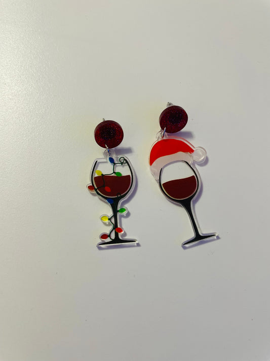 Christmas Wine Glasses Earrings