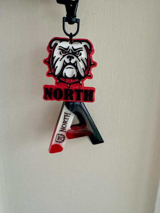 North Gwinnett Bulldog Keychain / Custom School Spirit Bag Tag | Red & Black Bulldog Charm | Student, Parent, or Fan Gift