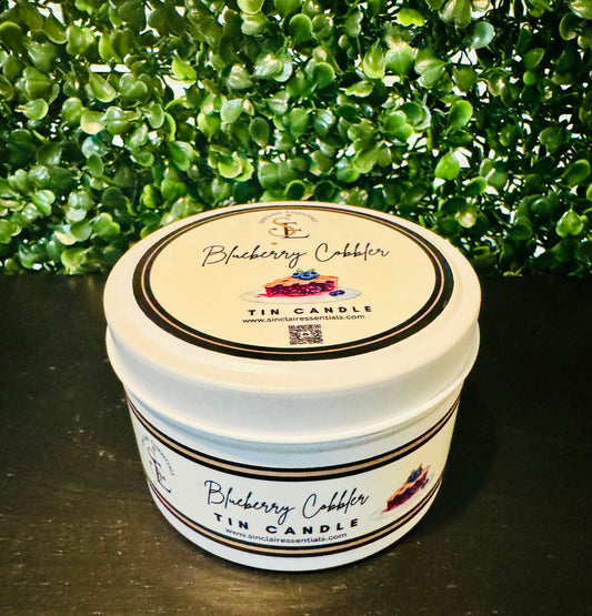 8 oz Blueberry Cobbler Hand Poured Tin Candle