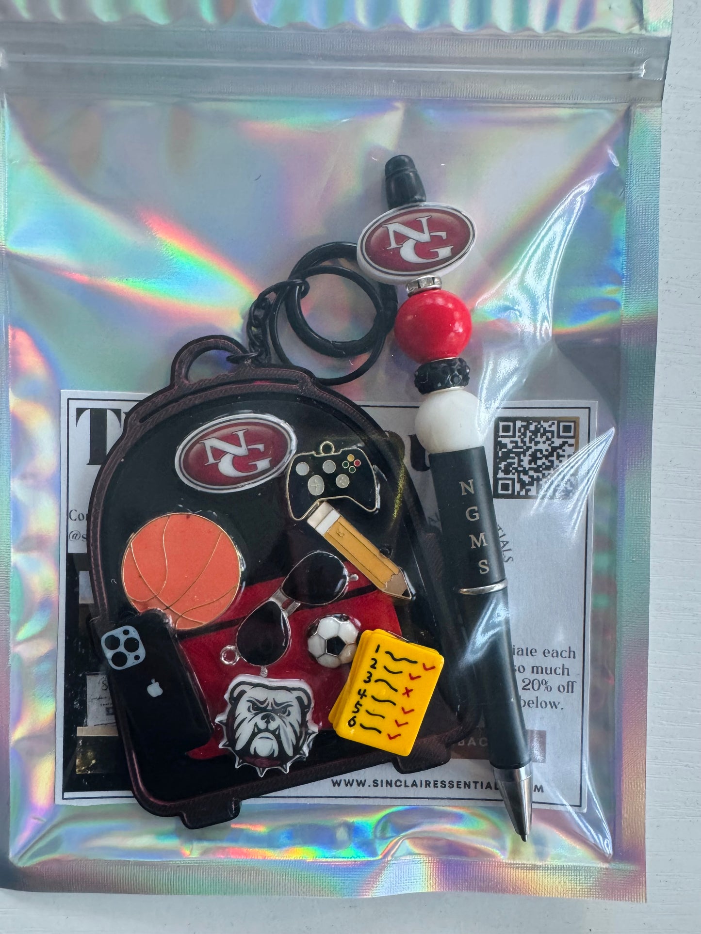 School Spirit Set | Custom Backpack Tag + Engraved Pen | Personalized Gift for Students, Teachers & Fans