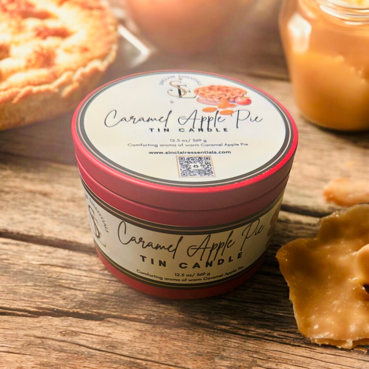 Caramel Apple Pie 16 oz Hand Poured Tin Candle