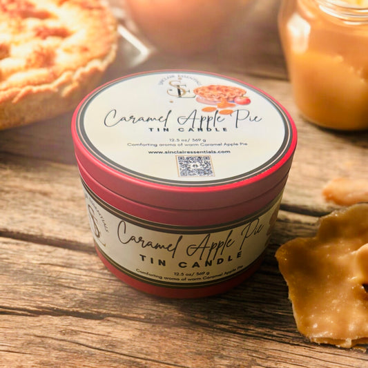 Caramel Apple Pie 16 oz Hand Poured Tin Candle