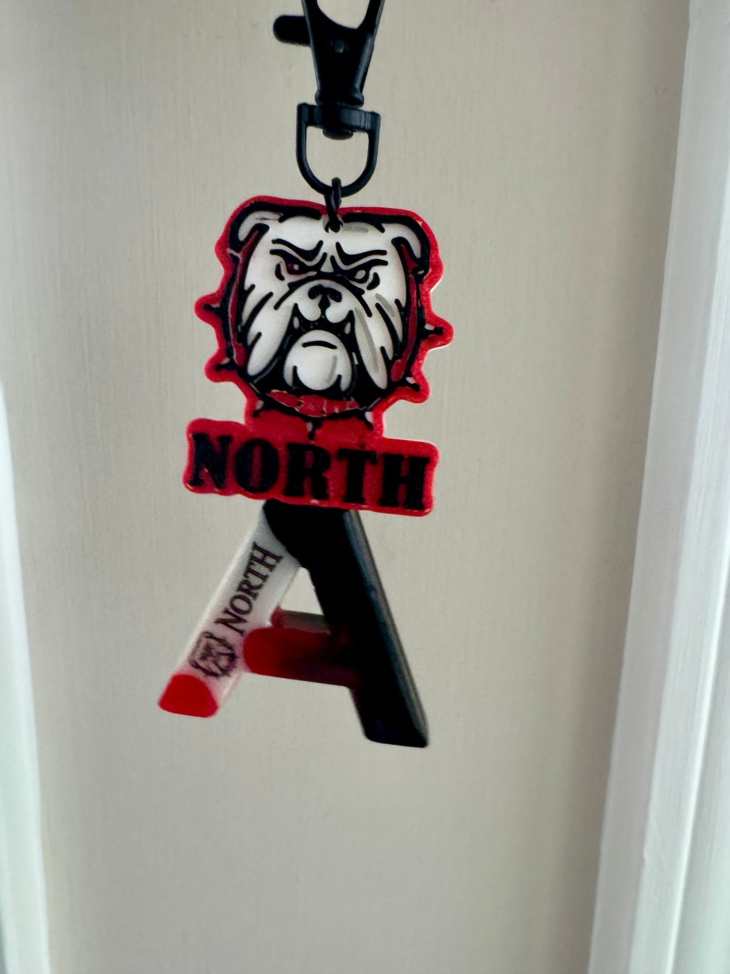 North Gwinnett Bulldog Keychain / Custom School Spirit Bag Tag | Red & Black Bulldog Charm | Student, Parent, or Fan Gift