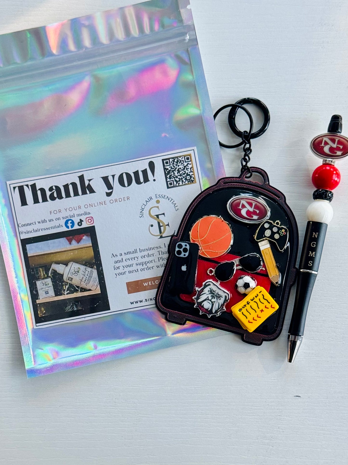 School Spirit Set | Custom Backpack Tag + Engraved Pen | Personalized Gift for Students, Teachers & Fans