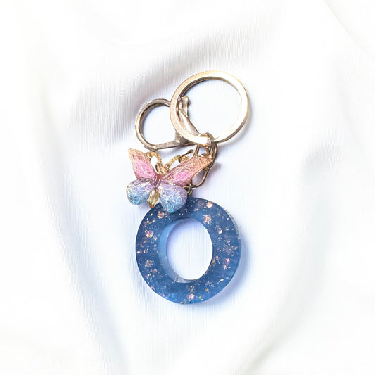 Ice Crystal Blue Letter Keychain