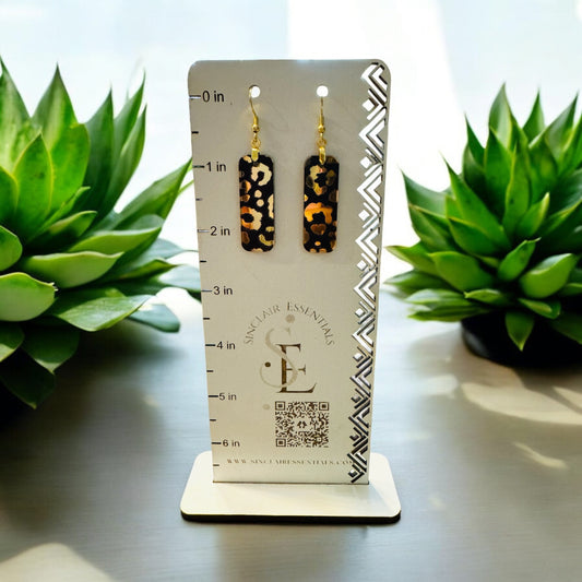 Black/Gold Leopard Rectangle Earrings