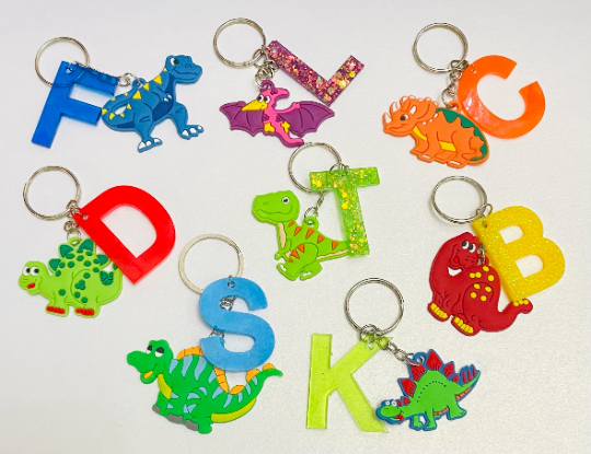 Dinosaur Letter School Keychain Backpack Tag