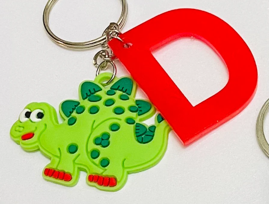 Dinosaur Letter School Keychain Backpack Tag