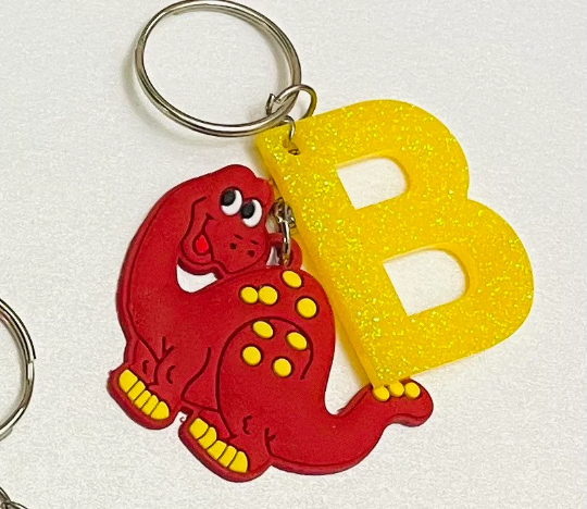 Dinosaur Letter School Keychain Backpack Tag