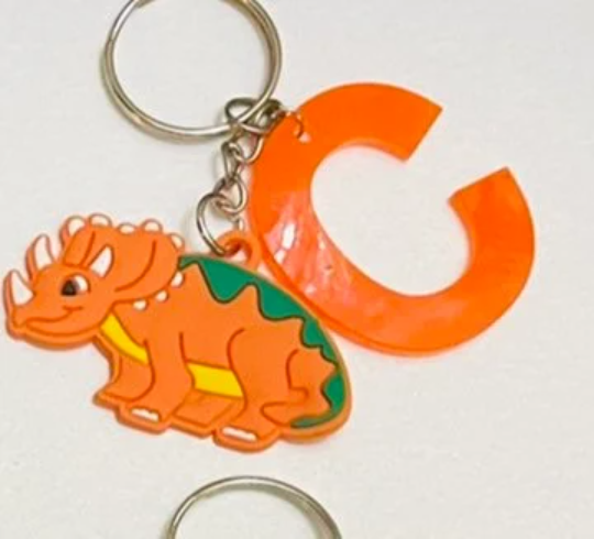 Dinosaur Letter School Keychain Backpack Tag