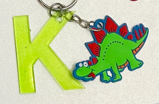 Dinosaur Letter School Keychain Backpack Tag