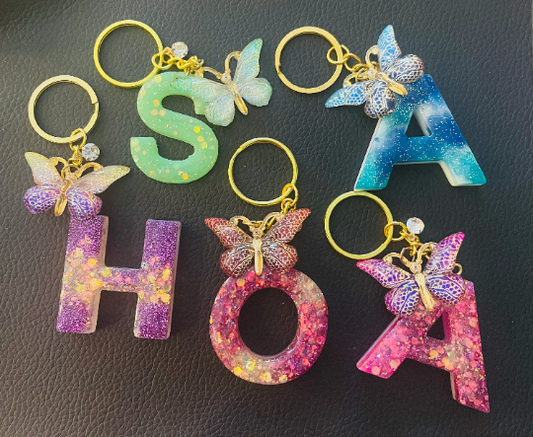 Butterfly Sparkles Letter Keychain