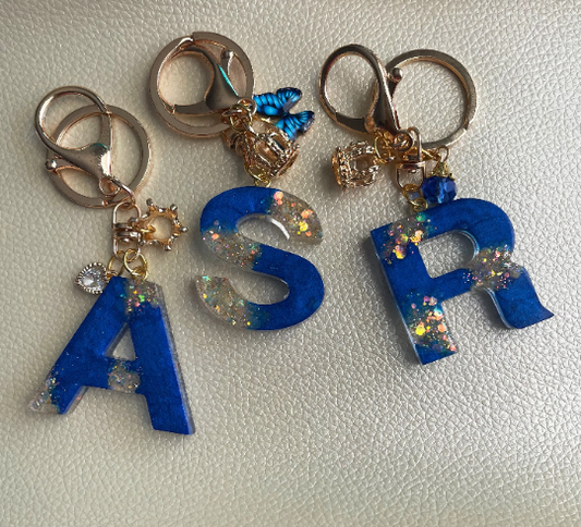 Custom Blue Ice Letter Keychain