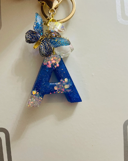 Custom Blue Ice Letter Keychain