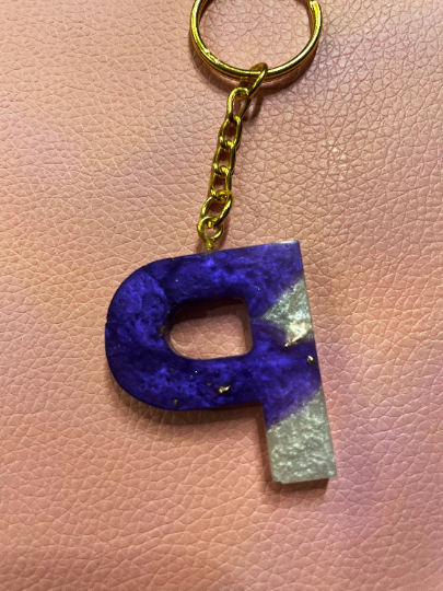 Custom Purple Marble Foiled Letter Keychain